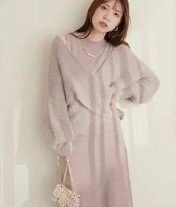 내추럴 꾸뛰르 크로스 니트 + 슬리브리스 원피스 2Way 세트