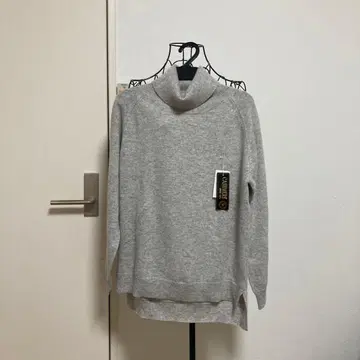 택 포함 새상품, 캐시미어 100% 그레이 터틀넥 니트 슬릿 포함