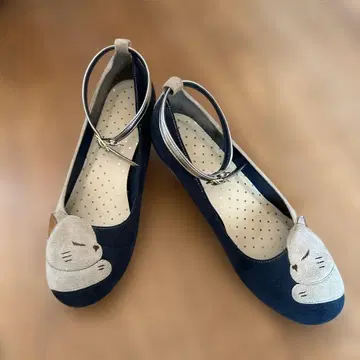 JELL 고양이 앵클 스트랩 펌프스 천연 가죽 백스킨 일본제