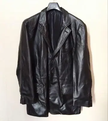FESTA UOMO 블랙 가죽 싱글 브레스 자켓