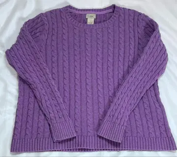 새상품급 L.L.Bean 코튼 스웨터 XL 퍼플 케이블 니트