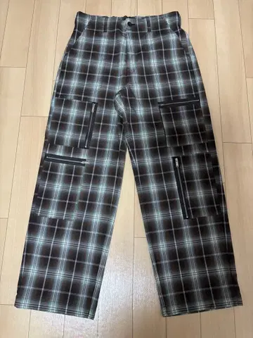 GU 체크 무늬 카고 팬츠 M