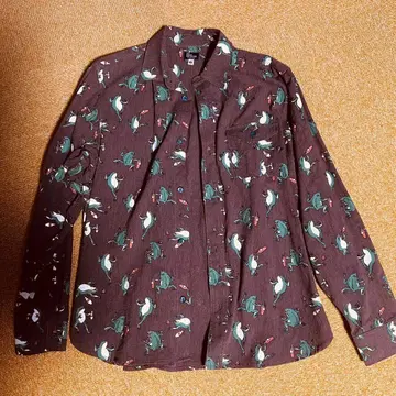 go slow caravan 개구리 프린트 긴팔 셔츠 사이즈 3 미사용