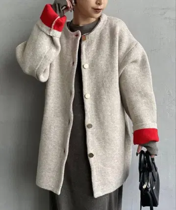 택 포함 새상품 메종 드 라 뤼르 더블 페이스 니트 코트