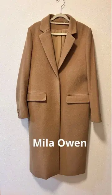 Mila Owen 베이지 체스터 코트 울 100%