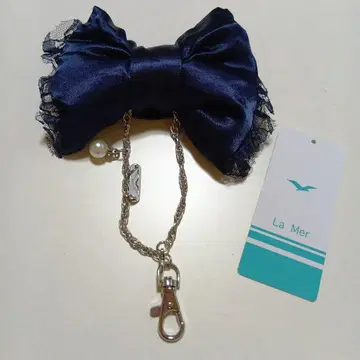 La Mer [새상품] 레이스 에코백 백참형 펄 참 포함 네이비