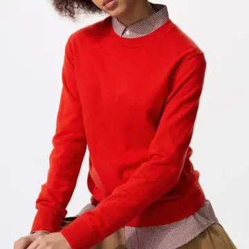 새상품 UNIQLO 유니클로 캐시미어 크루넥 스웨터 빨간색 레드