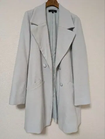 리엔다 rienda 라이트 그레이 더블 브레스트 체스터 코트