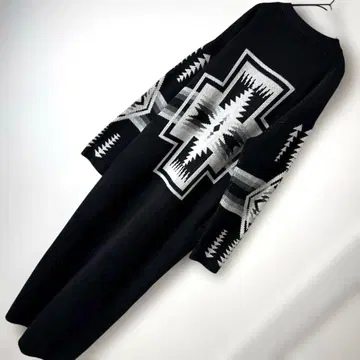 펜들턴 PENDELTON 네이티브 무늬 니트 롱 가디건 블랙 컬러