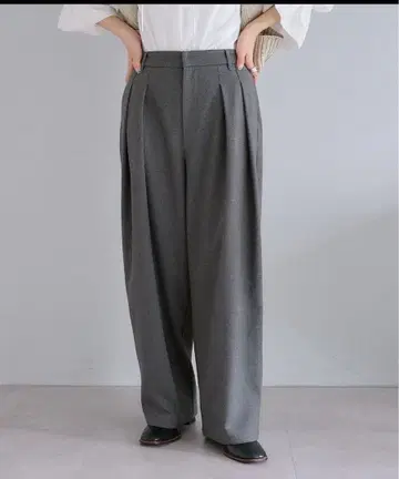 퓨어세신 투 턱 기모 슬랙스 팬츠