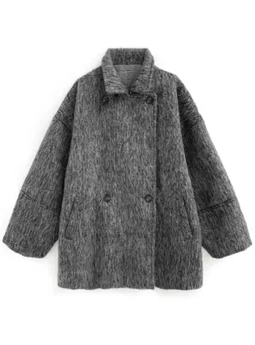 [미사용 새상품] GRL/그레일 미들 기장 샤기 더블 코트