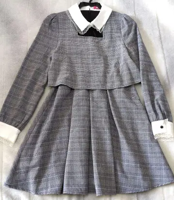 MA*RS 체크 무늬 긴팔 미니 원피스