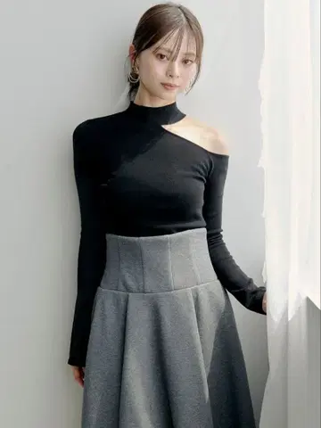 원숄 하이넥 니트 풀오버 SNIDEL