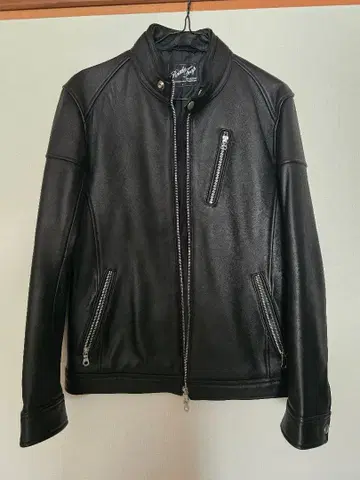 블랙 가죽 싱글 라이더 자켓
