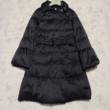 새상품급 에포카 롱 코트 다운 코트 벨트 로고 버튼 블랙 L