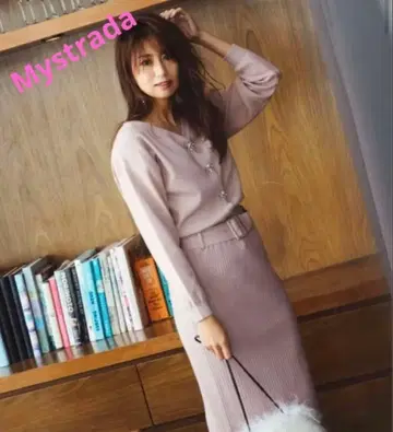 Mystrada 핑크 스커트 셋업 38 M