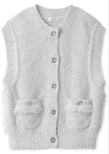 니트 트위드 슬리브리스 상의