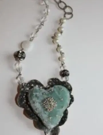 하트 모양 민트 그린 목걸이