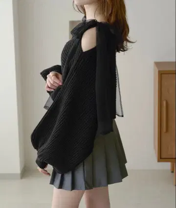 Ambre Neige 2way 튤 리본 상의