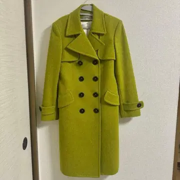 그린 롱 코트 라임 피코트 일본제