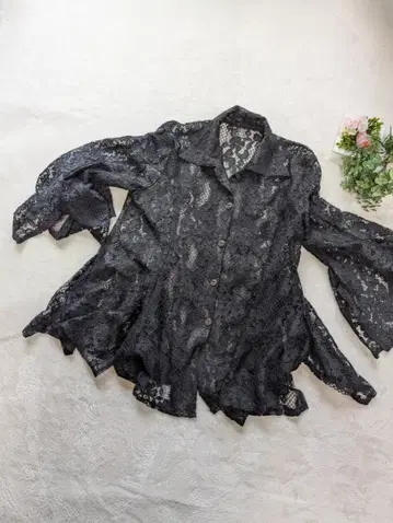 자켓 시스루 레이스 파티 긴팔 블랙 결혼식 L 사이즈