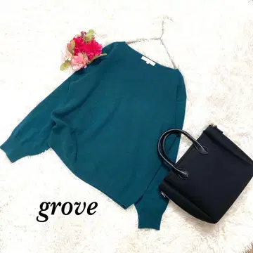 그로브/긴팔 니트/심플/코튼 느낌/L 사이즈/깔끔한
