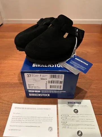 정품 BIRKENSTOCK 보스턴 블랙 스웨이드 37 24