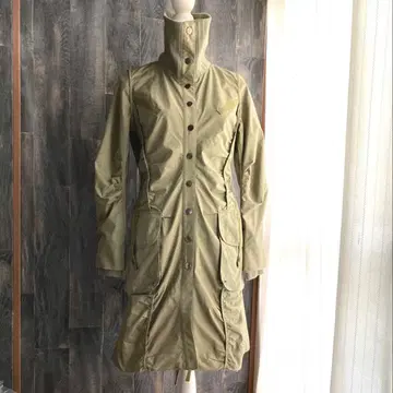 fou foret 미사용 새상품 롱 코트 얇은 소재 개더 올리브 그린