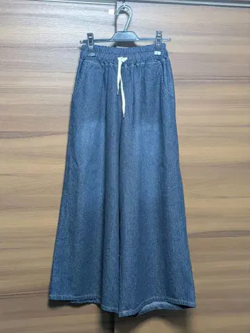 데님 와이드 팬츠 허리밴딩