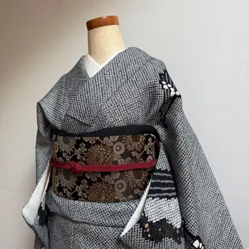 앤티크 주야대 교토 후쿠로 오비 꽃+덩굴 패턴