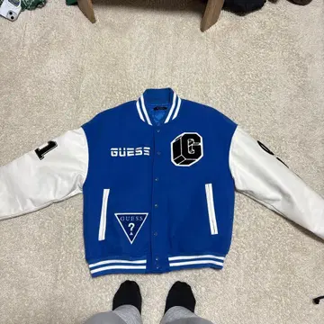 GUESS 바시티 자켓 M 파랑/화이트