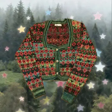 꽃무늬 재규어 패턴 니트 가디건