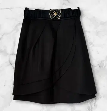 아푸와이저 리셰 블랙 플레어 스커트 나비 버클 포함 겉감 모 100% S