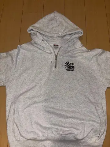 BEN DAVIS 그레이 하프 지퍼 후드티