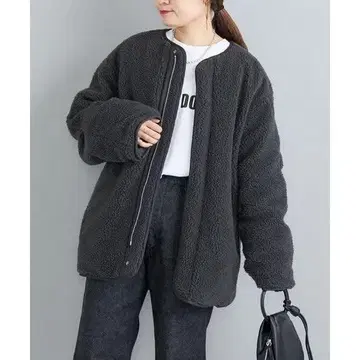 새상품 SHIPS 보아 x 퀼팅 리버서블 블루종 다크 그레이