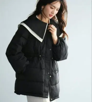 카라 부착 블랙 다운 fit more snidel COCA 빅 칼라 다운