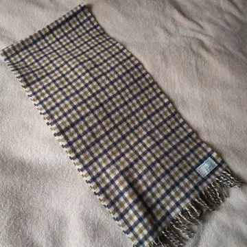 아쿠아 스큐텀 체크 무늬 울 캐시미어 머플러 빈티지