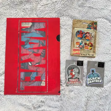 MARVEL COMICS 핀 배지 스티커 클리어 파일 세트