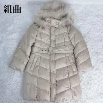 쿠미쿄쿠 퍼 달린 다운 코트 베이지 XS
