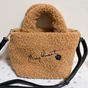 MARY QUANT 보아 사인 자수 2way 미니 토트 & 숄더백 카멜