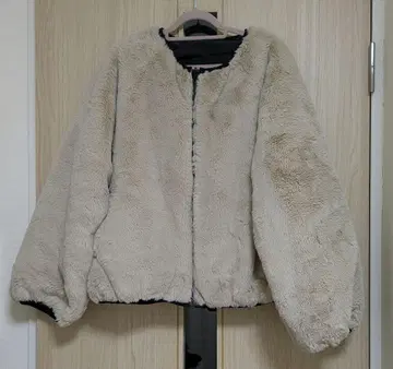 베이지 플리스 보아 자켓 리버서블