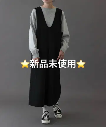 FORK&SPOON 울라이크 오버롤 스커트 BLACK/1