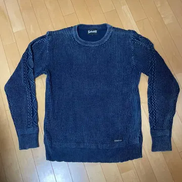 Schott 네이비 크루넥 니트 스웨터