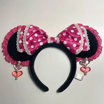 미니 머리띠 핑크 도트