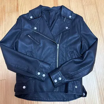 가죽 라이더 더블 자켓 블랙 M 새상품급