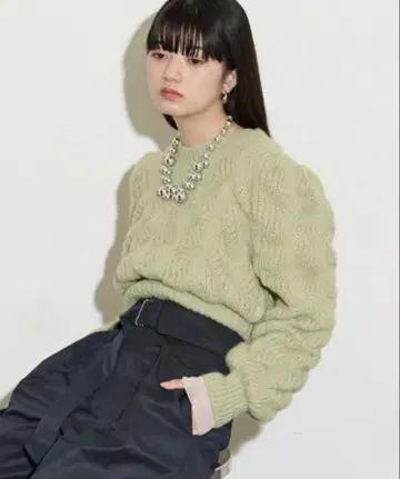 [ THE YOn ] 웨이브 니트탑 라임