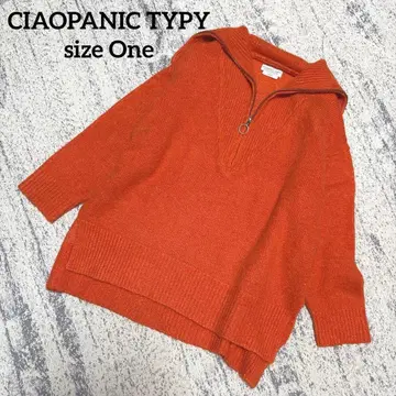 [차오패닉 티피] 니트 스웨터 하프 지퍼 오렌지 F 긴팔