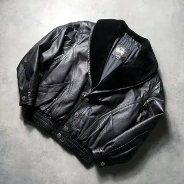 90s euro italy black boa leather jacket