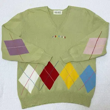 핑크하우스 아가일 니트 스웨터