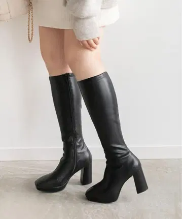 RANDA 우천 겸용 볼륨 밑창 롱 부츠 블랙 L